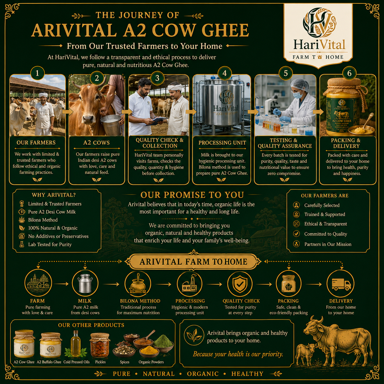 Harivital Premium Desi A2 Cow Ghee Rich Flavor Traditional Bilona Preparation Method - Image 4