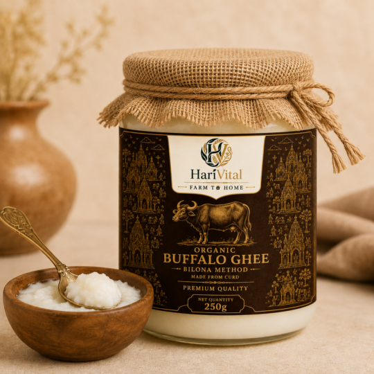 HariVital A2 Buffalo Ghee - Pure Bilona Buffalo Ghee in Glass Jar