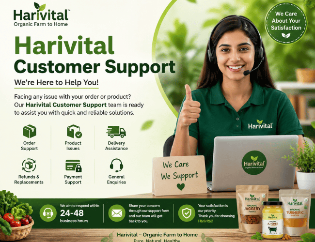 Harivital Customer Support team helping customers with product issues, order support, refunds, replacements, delivery assistance, and customer service.