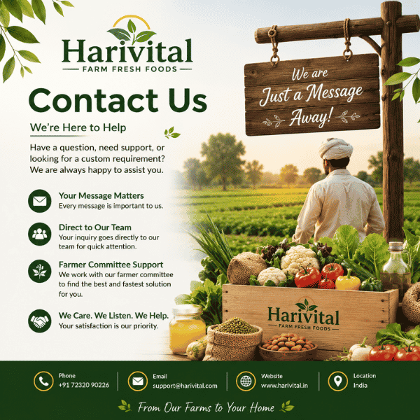 Harivital Contact Us customer support for farm fresh foods and product enquiries